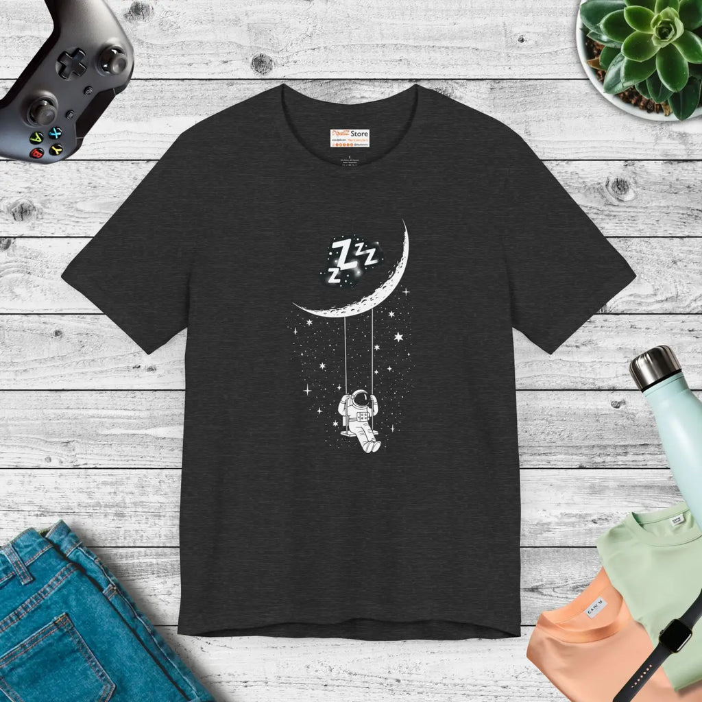 Astronaut Moon Swing T-Shirt - Cosmic Crescent Design - DipaliZ