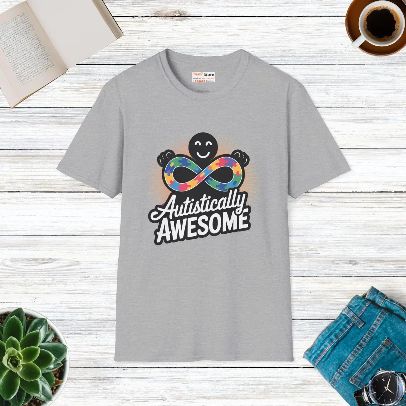 Autistically Awesome Unisex Softstyle Tee - Comfort Fit - DipaliZ