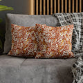 Boho Abstract Square Pillowcase - Rust Floral Charm - DipaliZ
