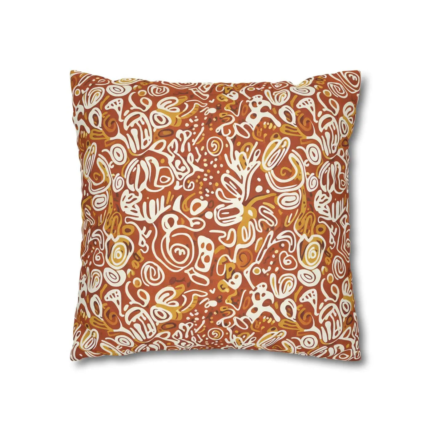 Boho Abstract Square Pillowcase - Rust Floral Charm - DipaliZ