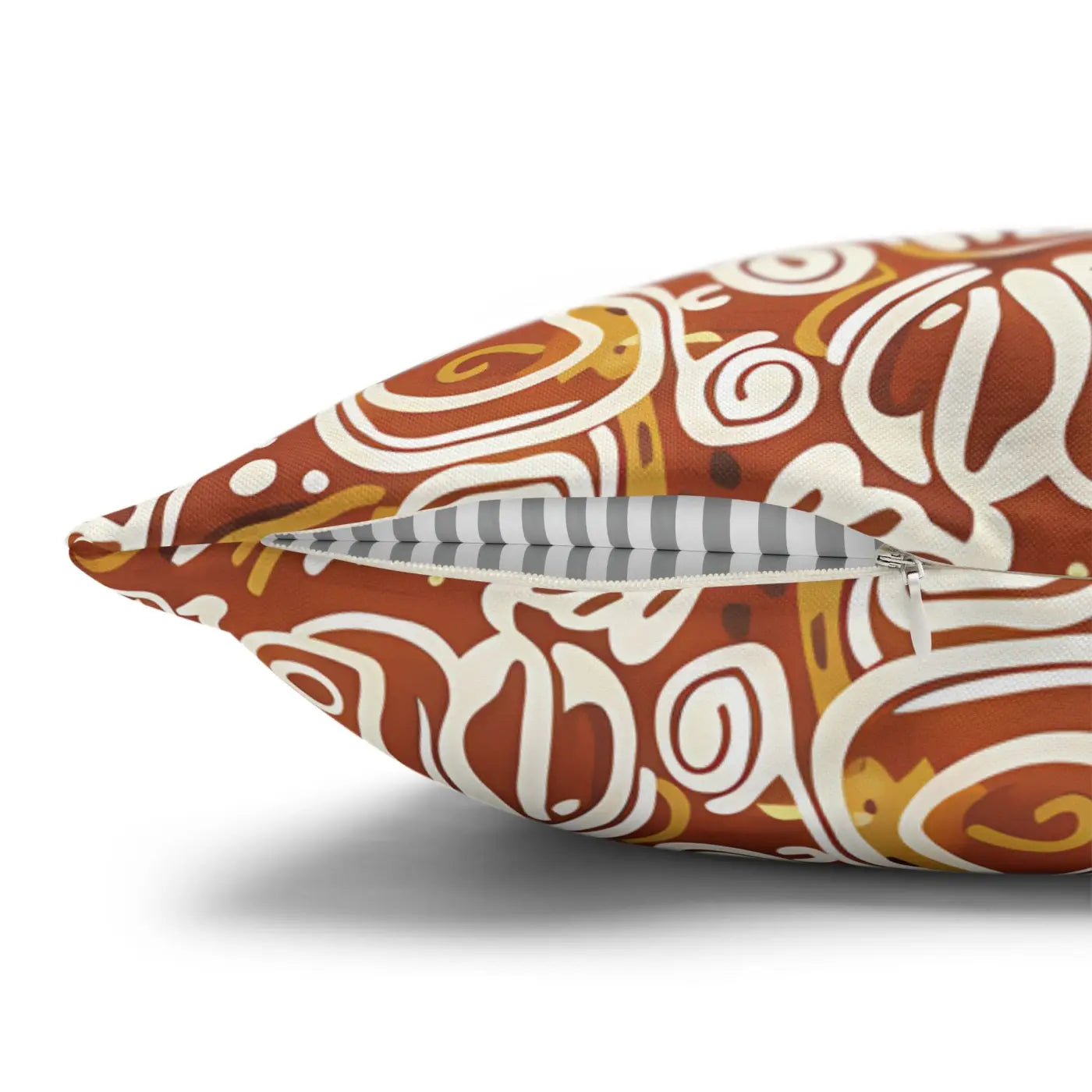 Boho Abstract Square Pillowcase - Rust Floral Charm - DipaliZ