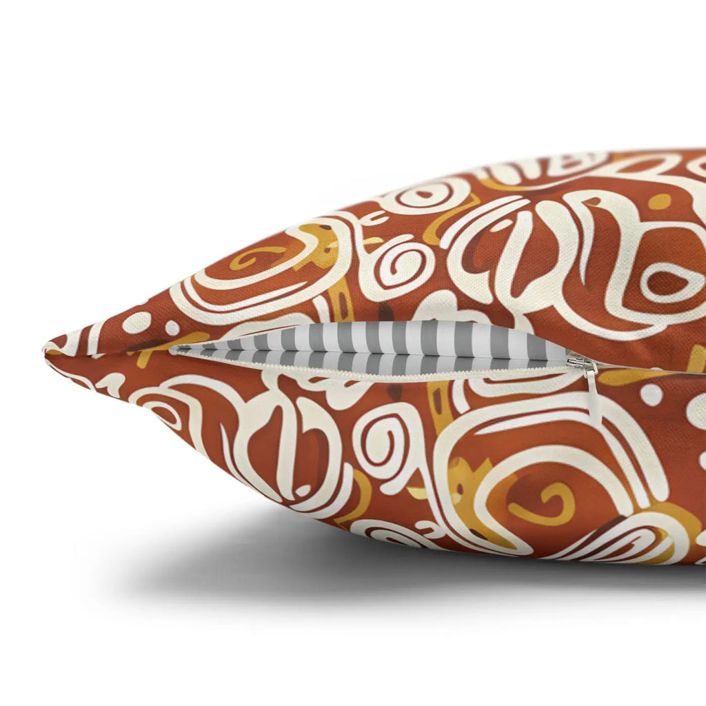 Boho Abstract Square Pillowcase - Rust Floral Charm - DipaliZ