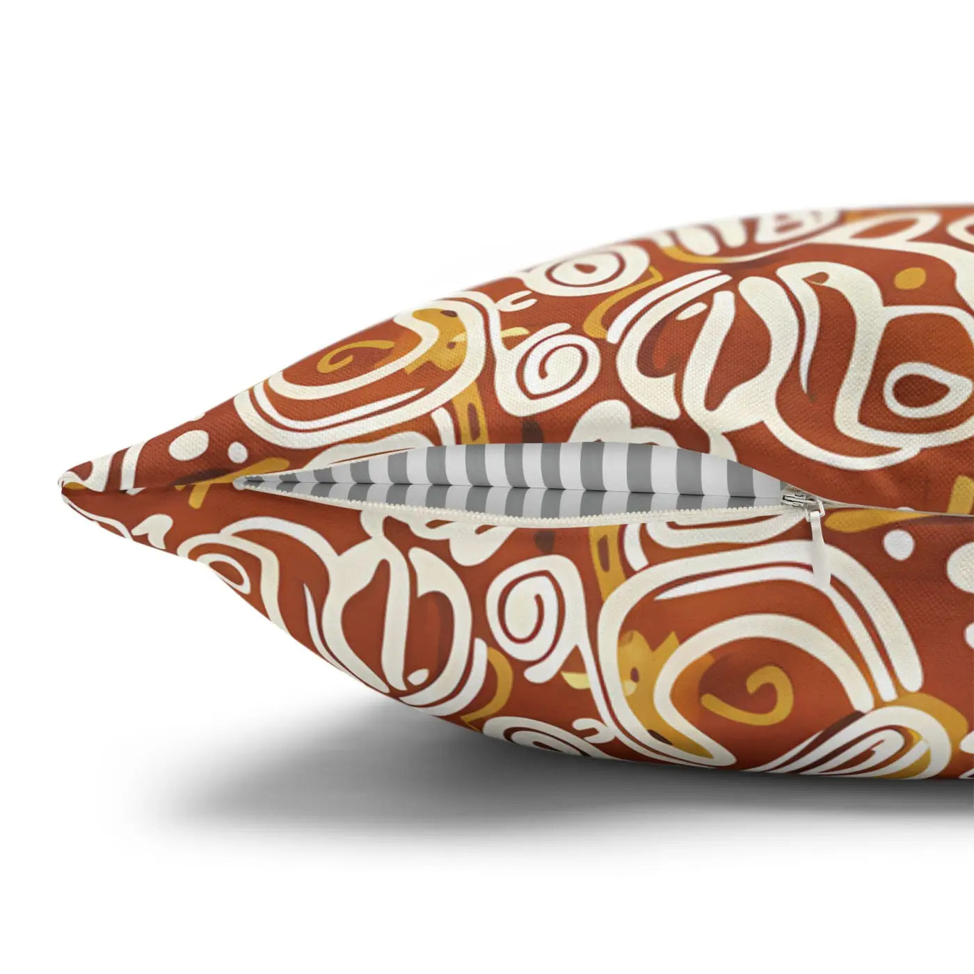 Boho Abstract Square Pillowcase - Rust Floral Charm - DipaliZ