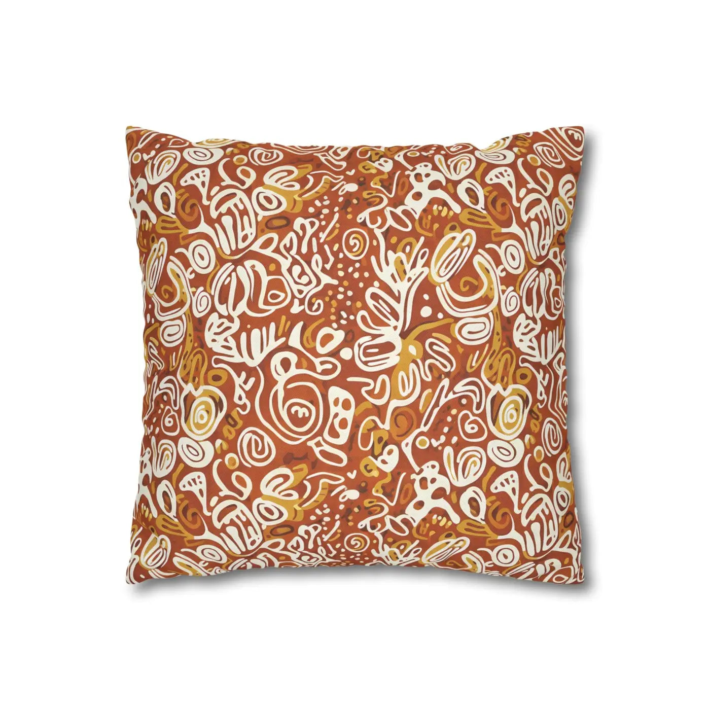 Boho Abstract Square Pillowcase - Rust Floral Charm - DipaliZ