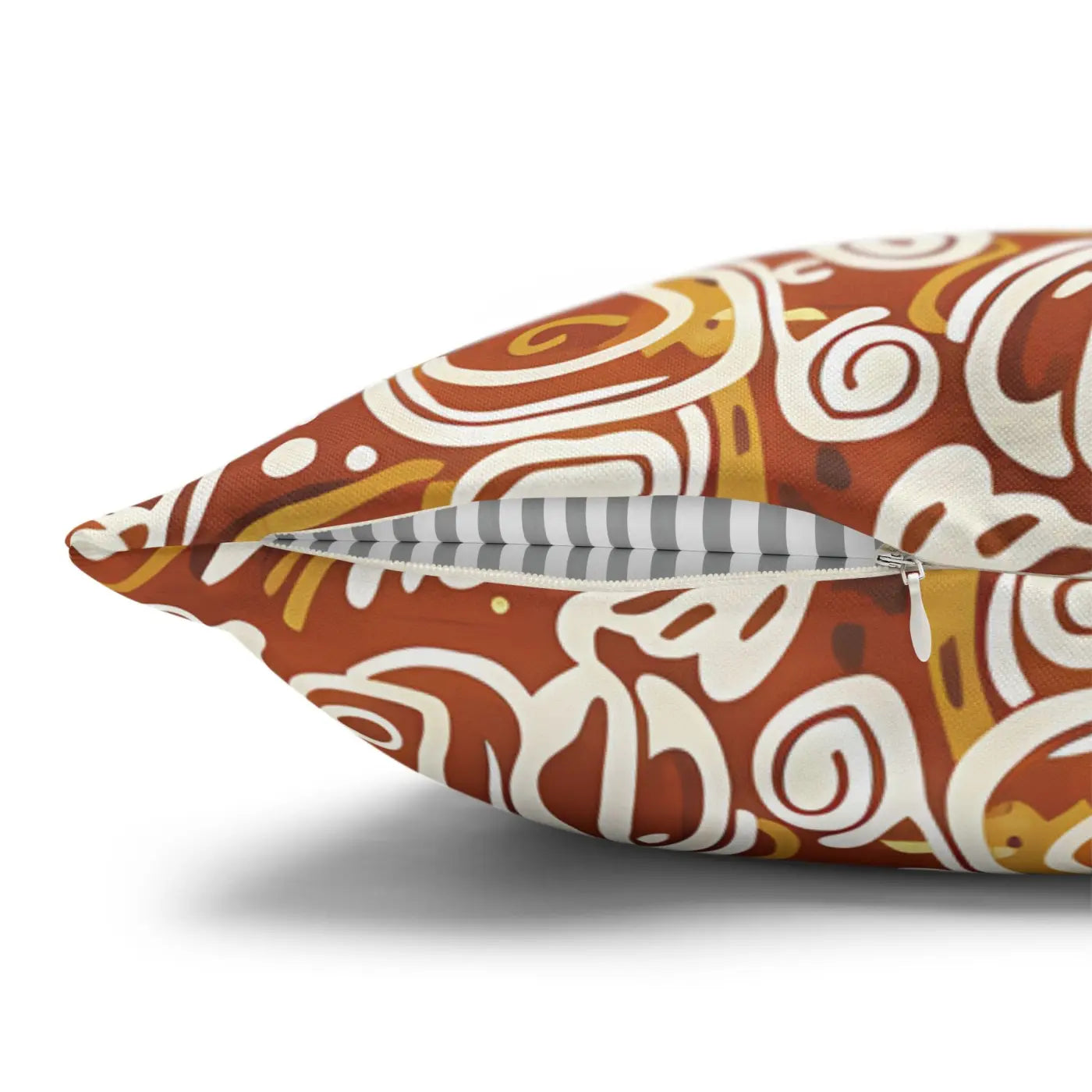 Boho Abstract Square Pillowcase - Rust Floral Charm - DipaliZ