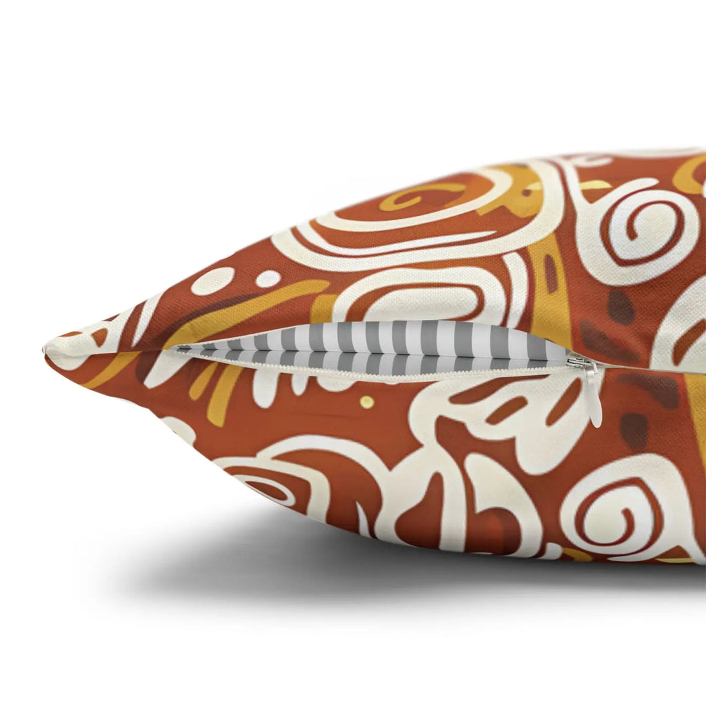 Boho Abstract Square Pillowcase - Rust Floral Charm - DipaliZ
