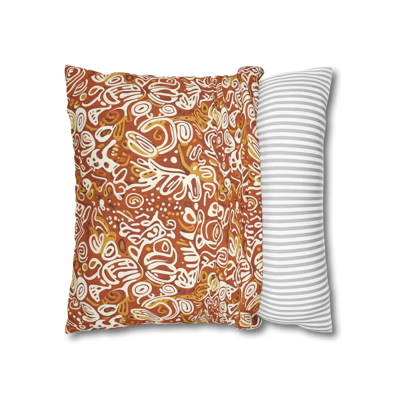 Boho Abstract Square Pillowcase - Rust Floral Charm - DipaliZ
