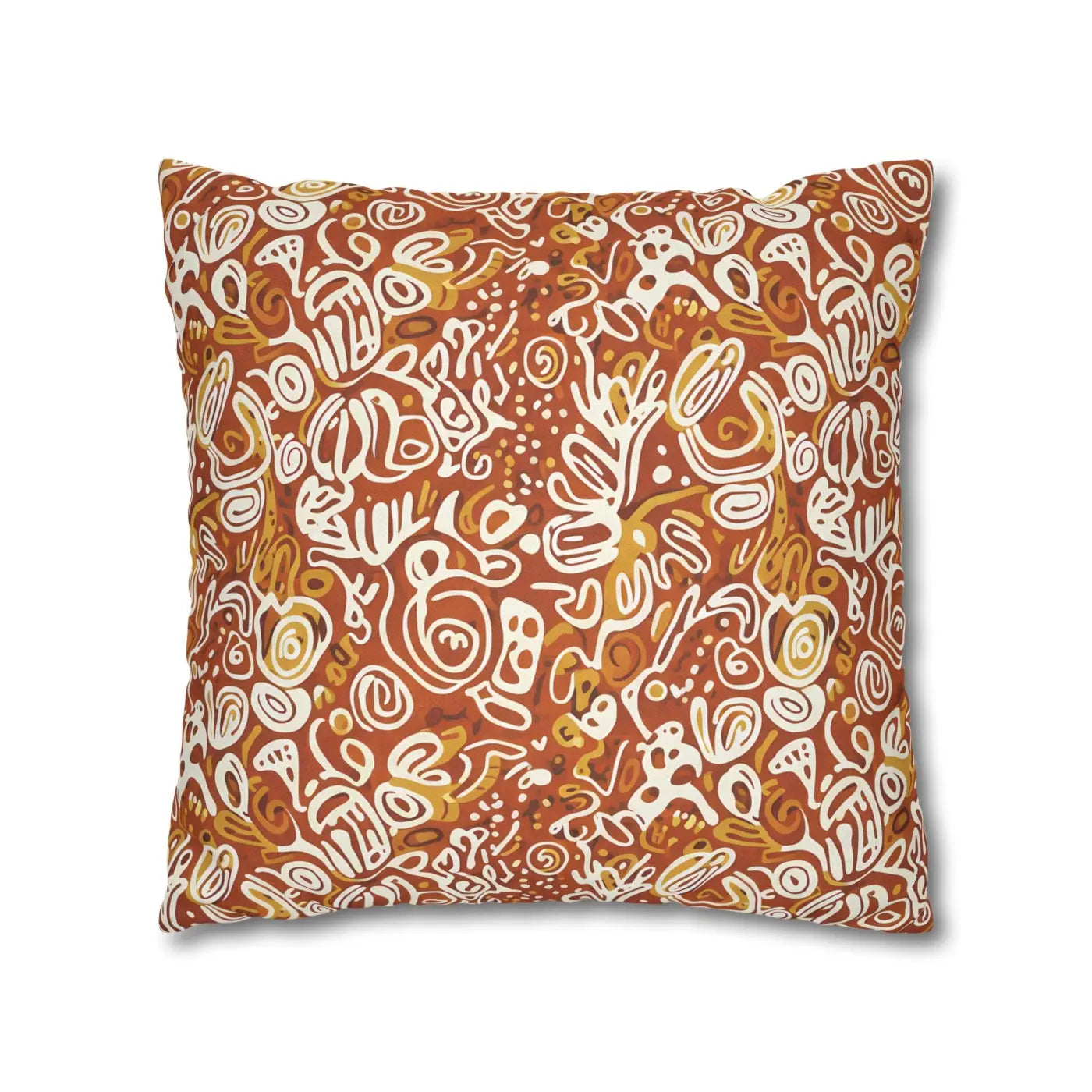 Boho Abstract Square Pillowcase - Rust Floral Charm - DipaliZ