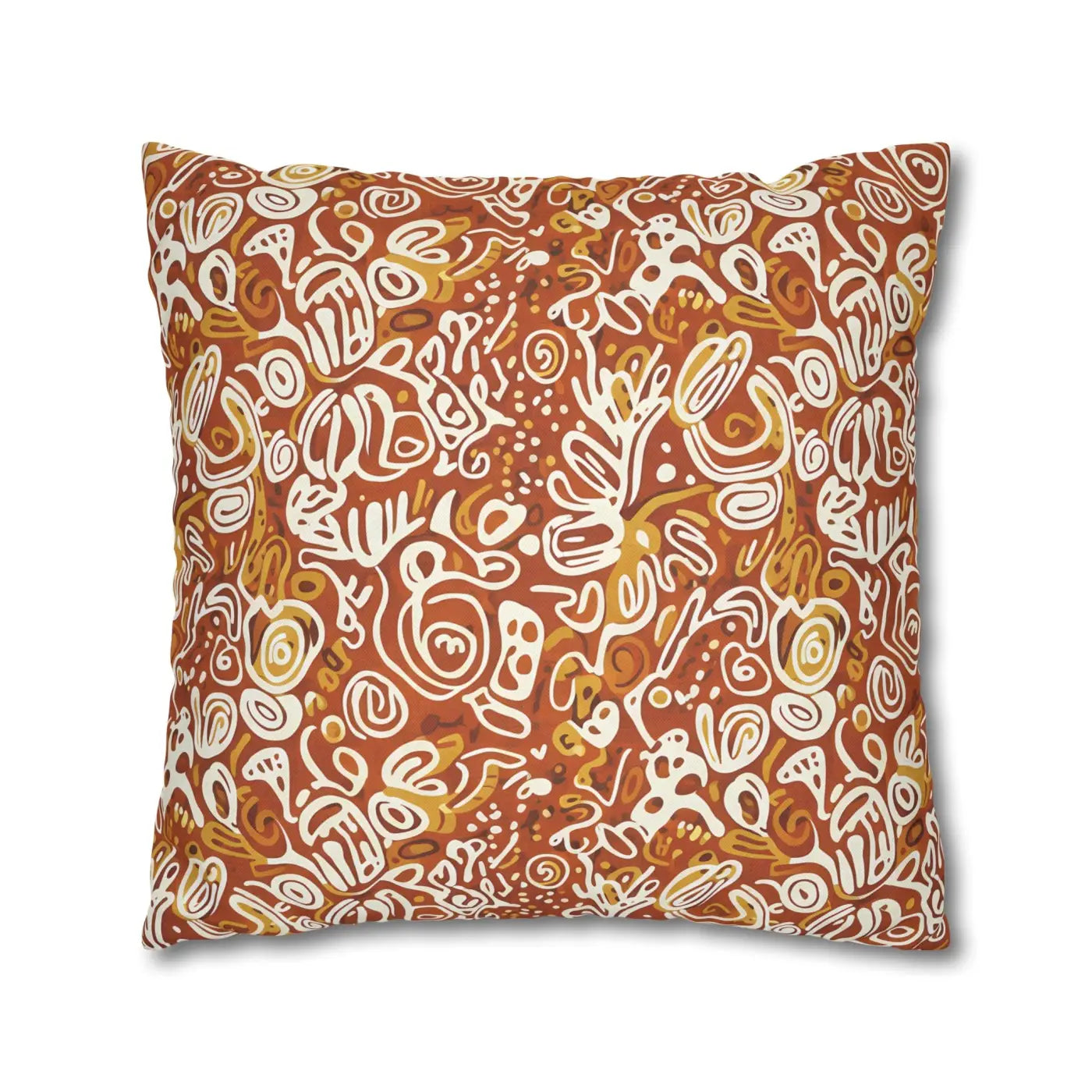 Boho Abstract Square Pillowcase - Rust Floral Charm - DipaliZ