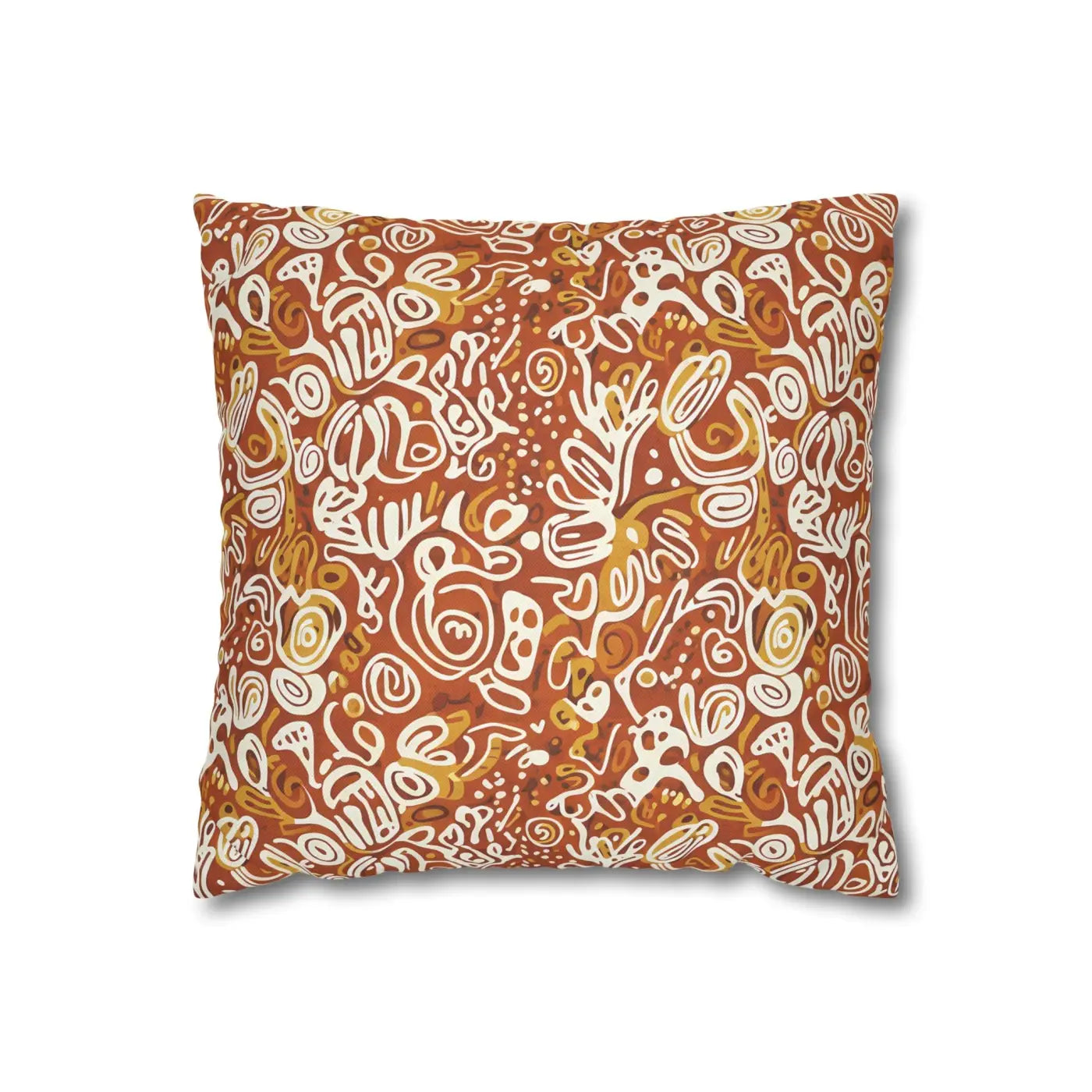 Boho Abstract Square Pillowcase - Rust Floral Charm - DipaliZ