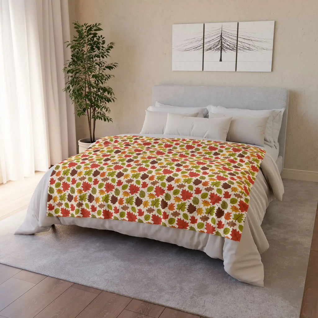 Cozy Minky Blanket - Autumn Leaves Design - DipaliZ