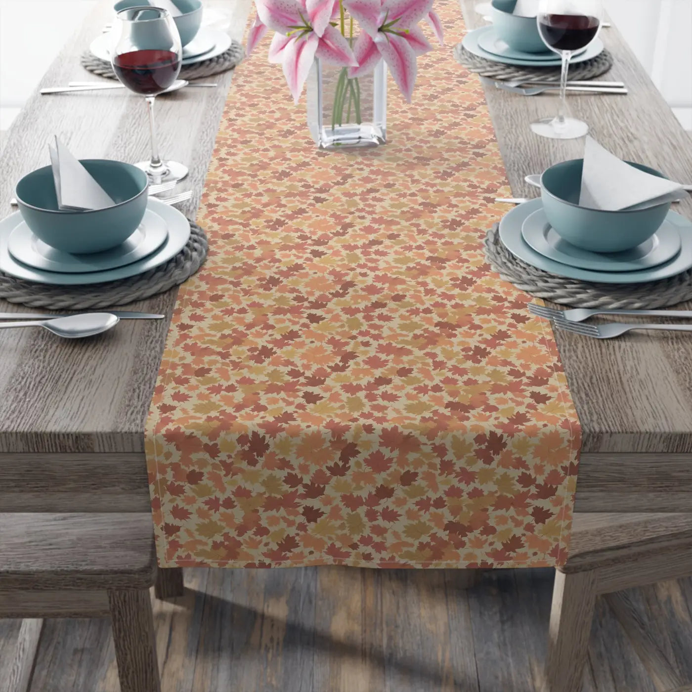 Floral Twill Table Runner - Dusty Rose Cottage Charm - DipaliZ