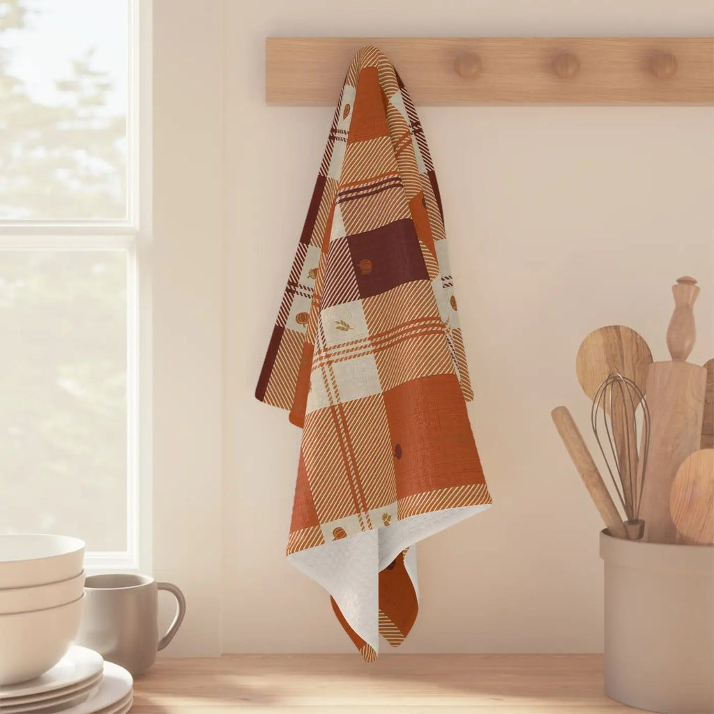 Autumn Plaid Microfiber Tea Towel - Quick-Dry Performance - DipaliZ