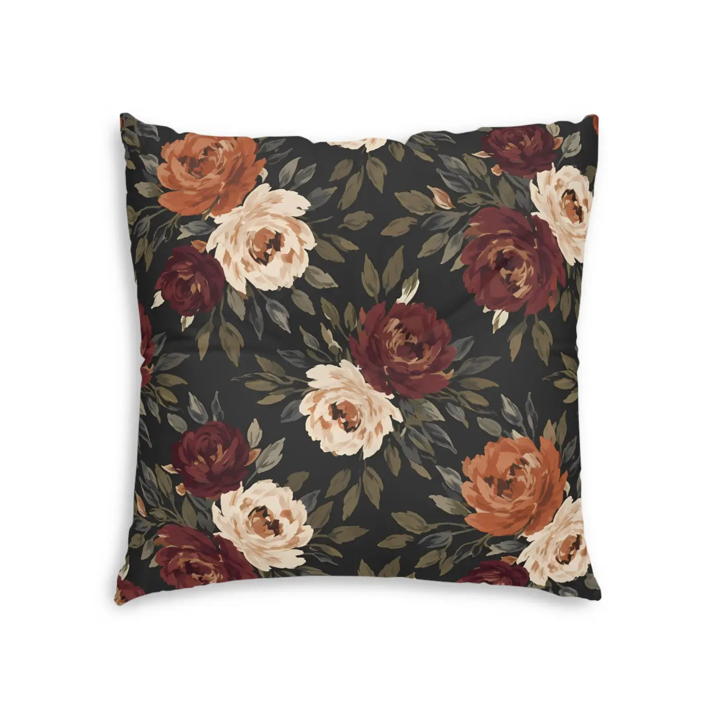 Cozy Rose Floral Tufted Floor Pillow - Home Decor - DipaliZ
