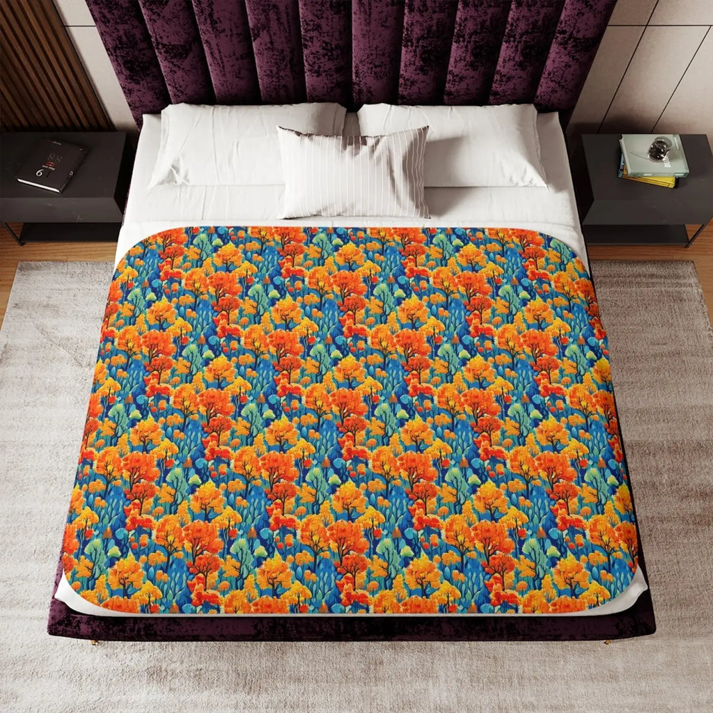 Cozy Blanket - Autumn Trees Pattern for Fall Nights - DipaliZ