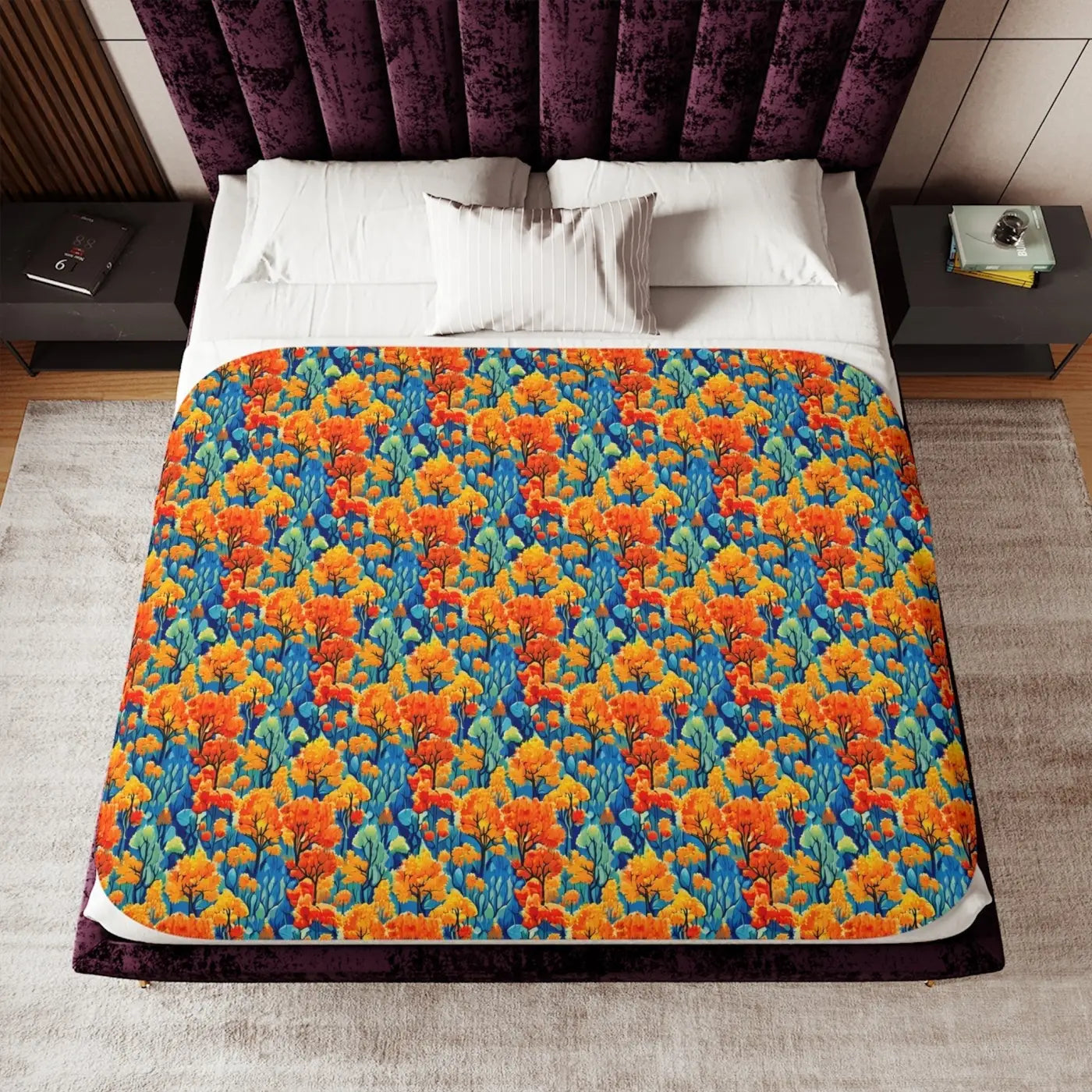 Cozy Blanket - Autumn Trees Pattern for Fall Nights - DipaliZ