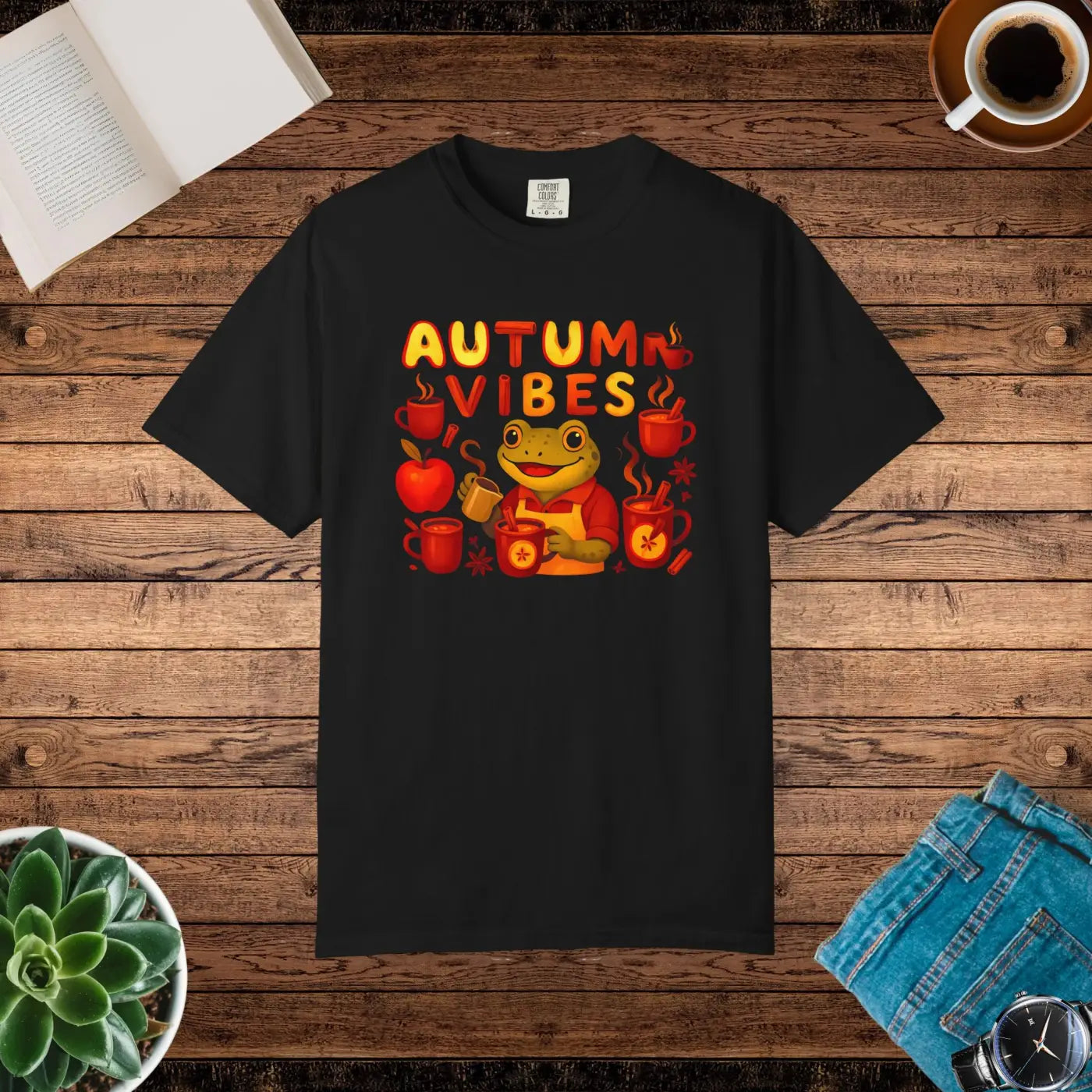 Autumn Vibes Frog Tee - Cozy Fall Fashion - DipaliZ