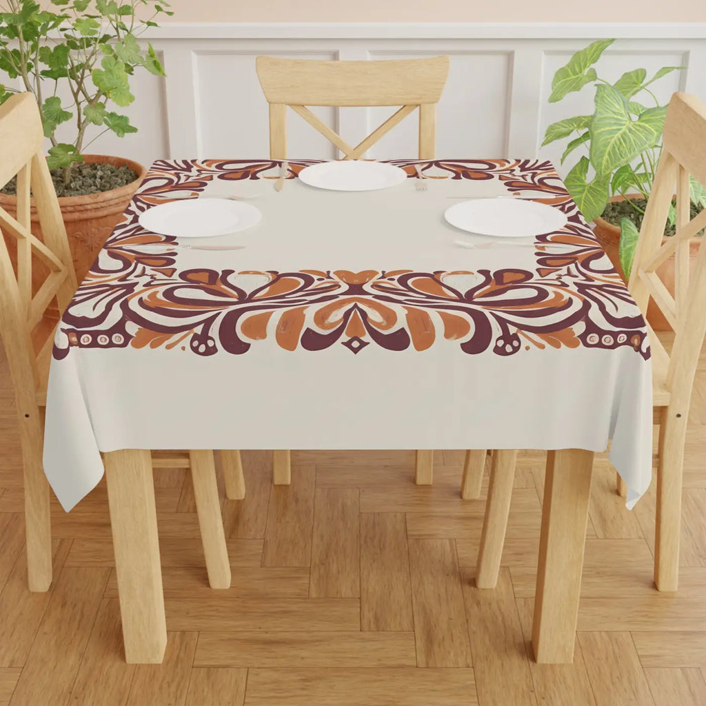 Fall Floral Square Tablecloth - Autumn Vine Border - DipaliZ