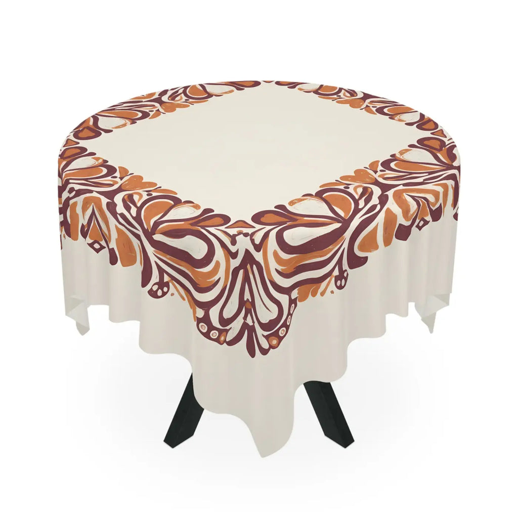 Fall Floral Square Tablecloth - Autumn Vine Border - DipaliZ