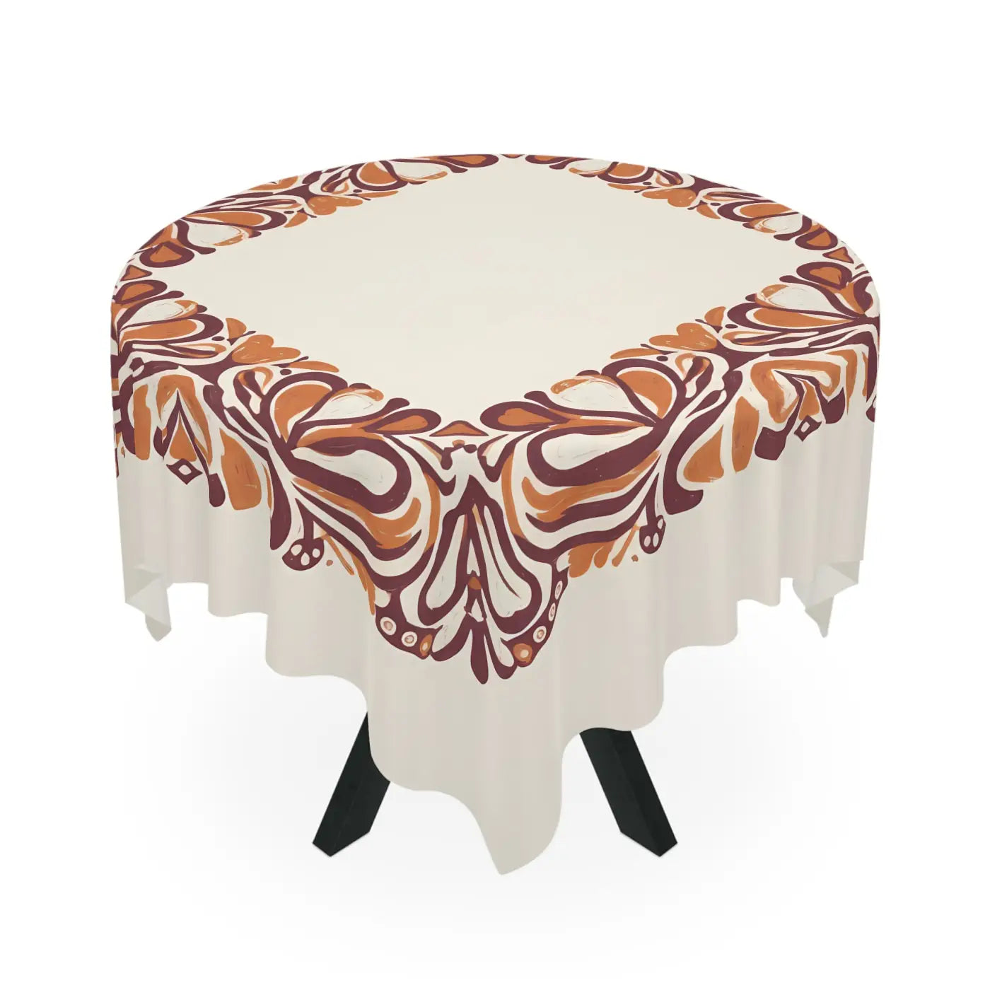 Fall Floral Square Tablecloth - Autumn Vine Border - DipaliZ