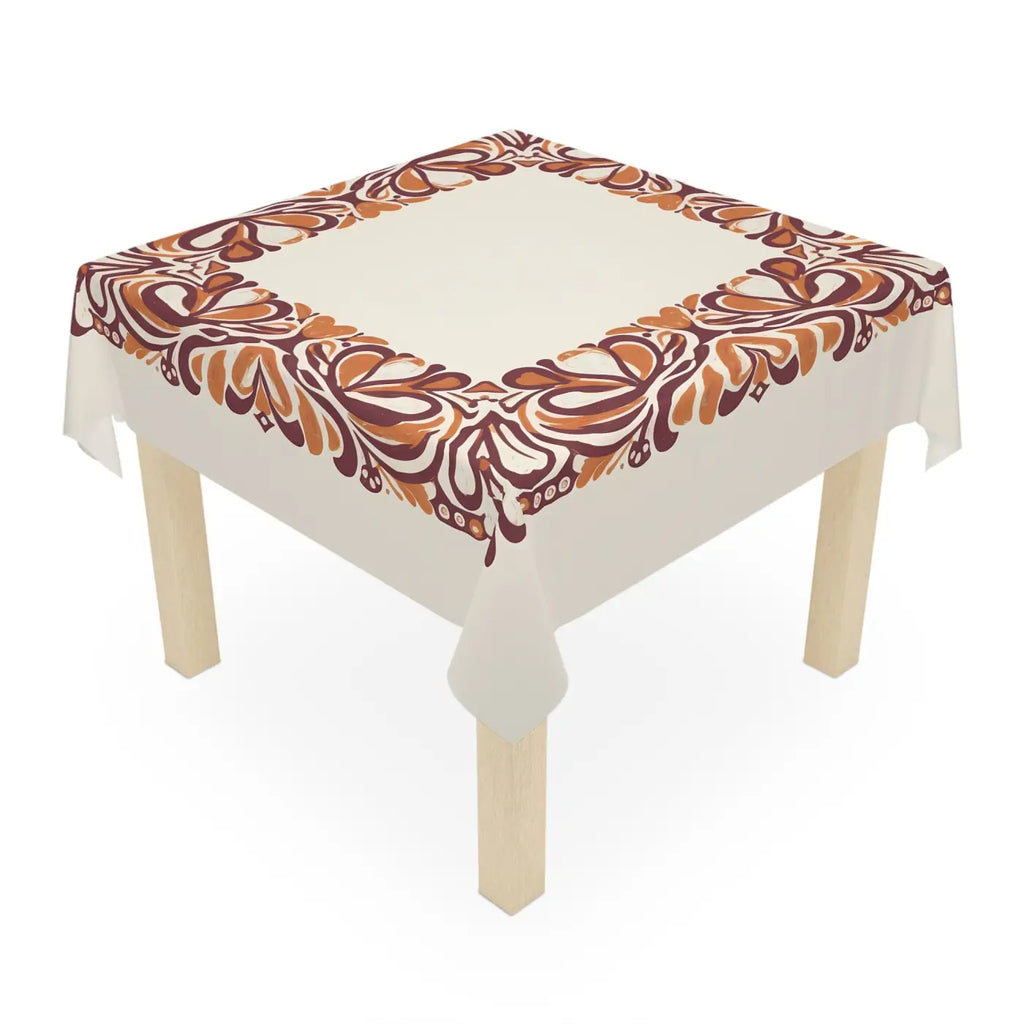 Fall Floral Square Tablecloth - Autumn Vine Border - DipaliZ