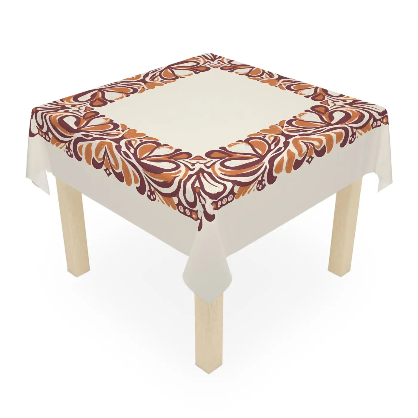Fall Floral Square Tablecloth - Autumn Vine Border - DipaliZ