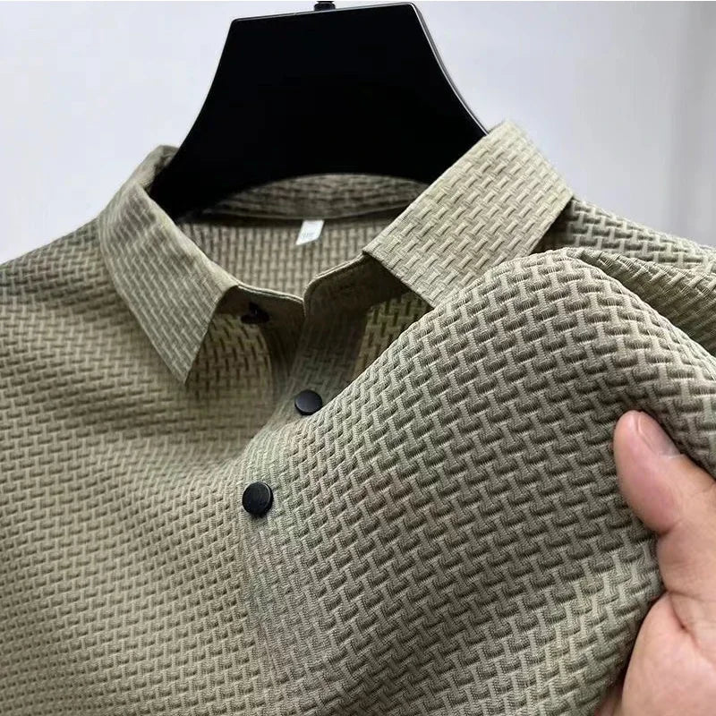 New Men’s Business Casual Bone Flower Polo – Effortless Style, All-Day Comfort