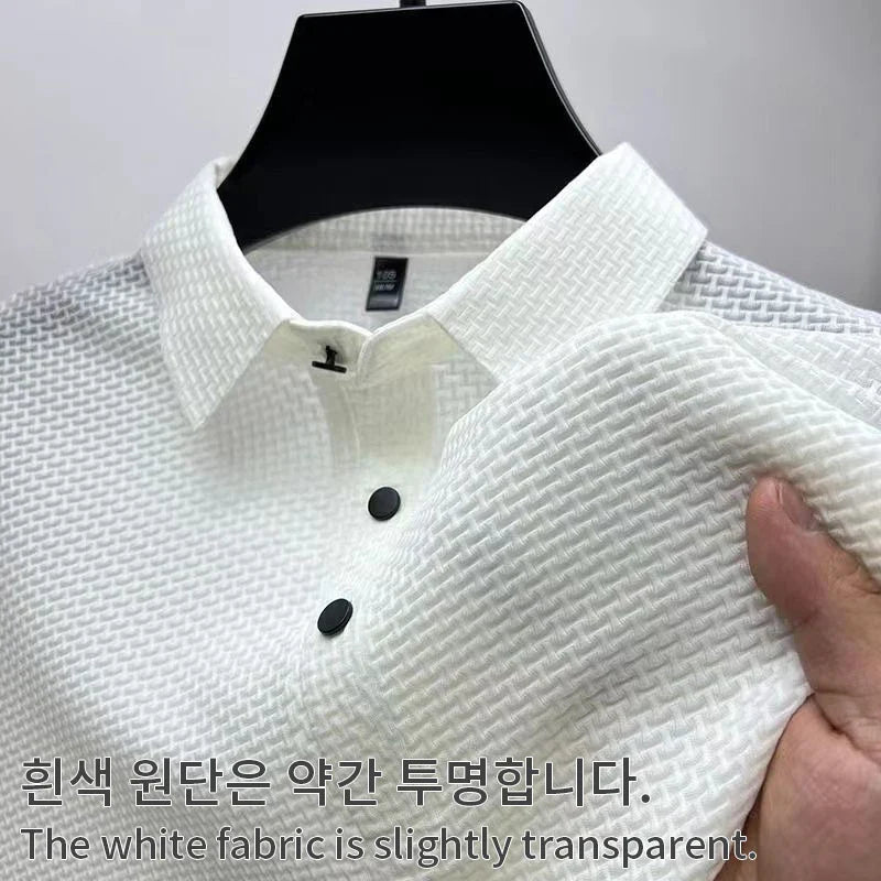 New Men’s Business Casual Bone Flower Polo – Effortless Style, All-Day Comfort