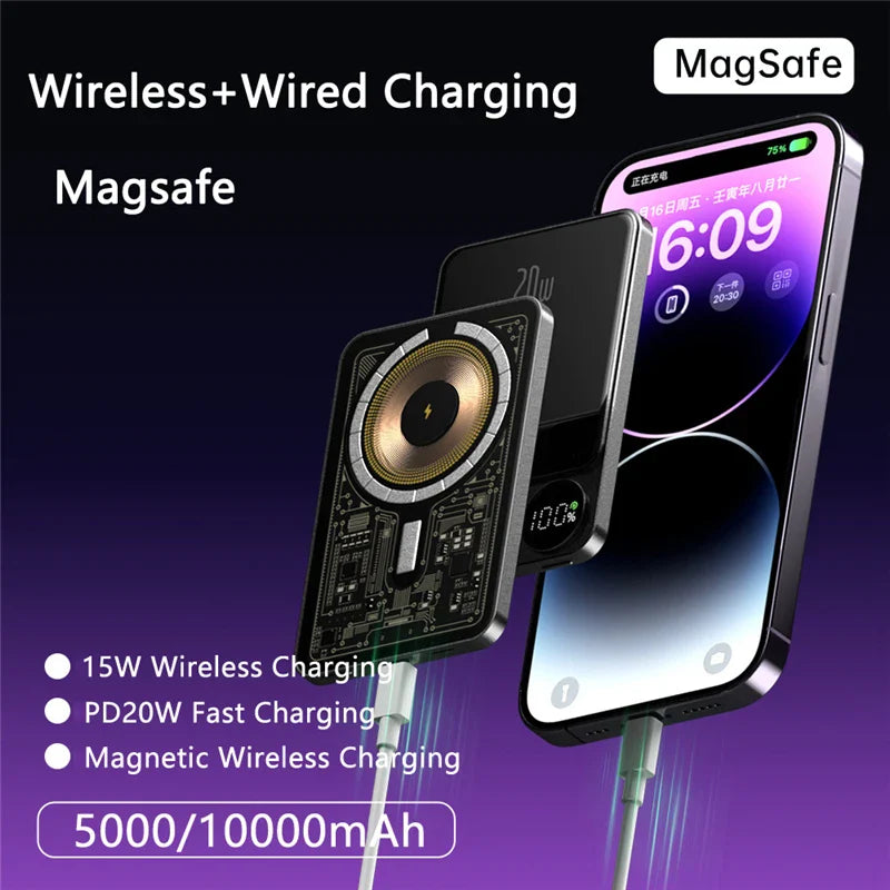 PD20W Fast Charging Magnetic Wireless Cell Phone Charger Mini Power Bank Auxiliary Battery for iPhone Samsung Wireless Charger