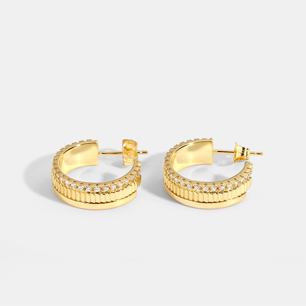 Golden Zircon Gear Personalized Earrings