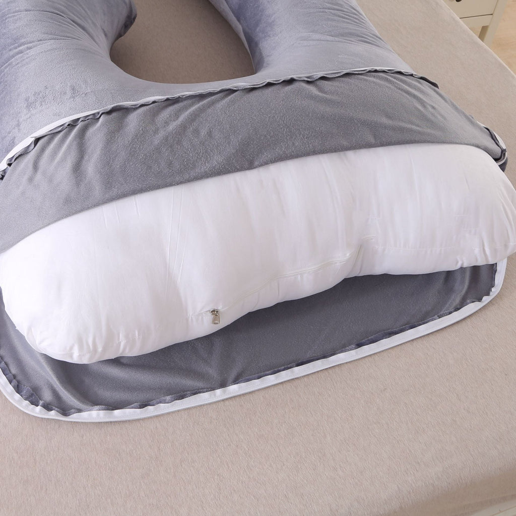 Pillow Lying On The Side With Detachable Crystal Velvet G-shaped Waist Pillow