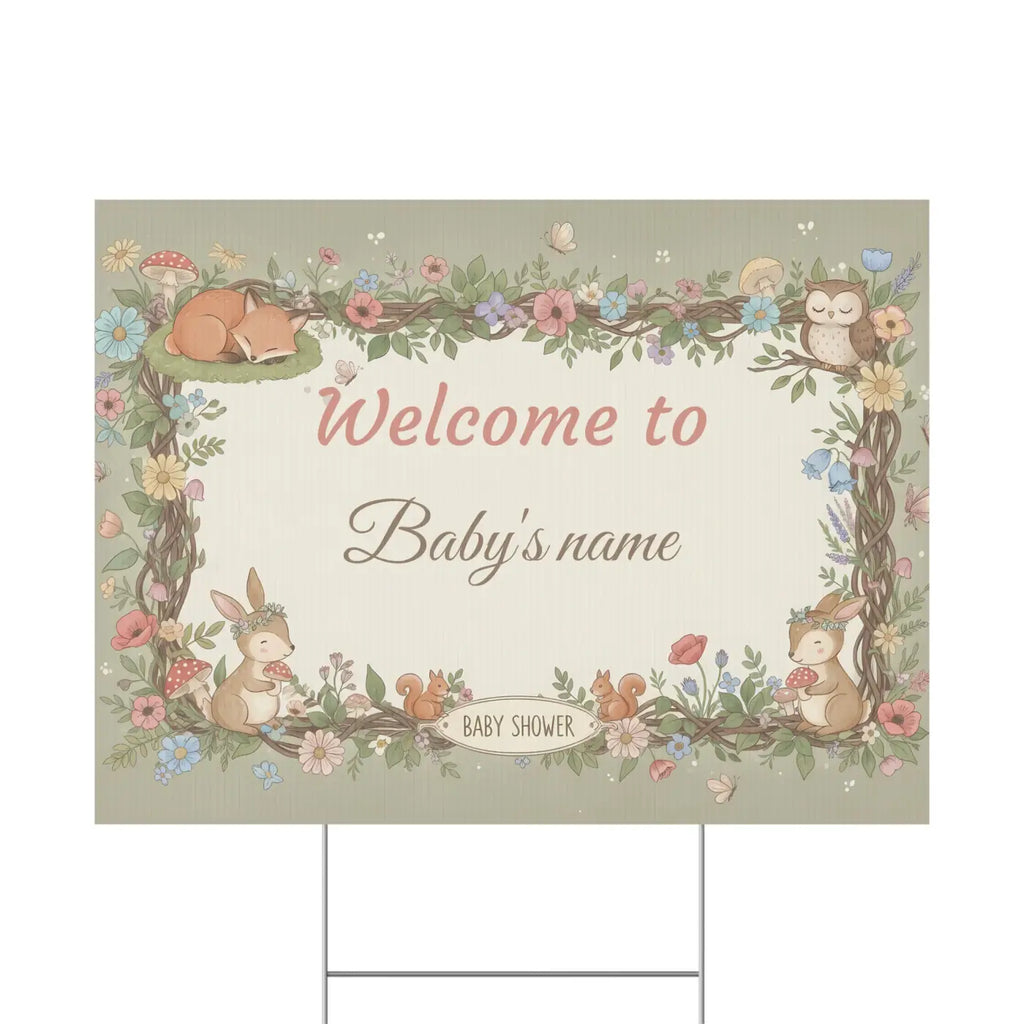 Woodland Animals Baby Shower Yard Sign - Forest Friends - DipaliZ
