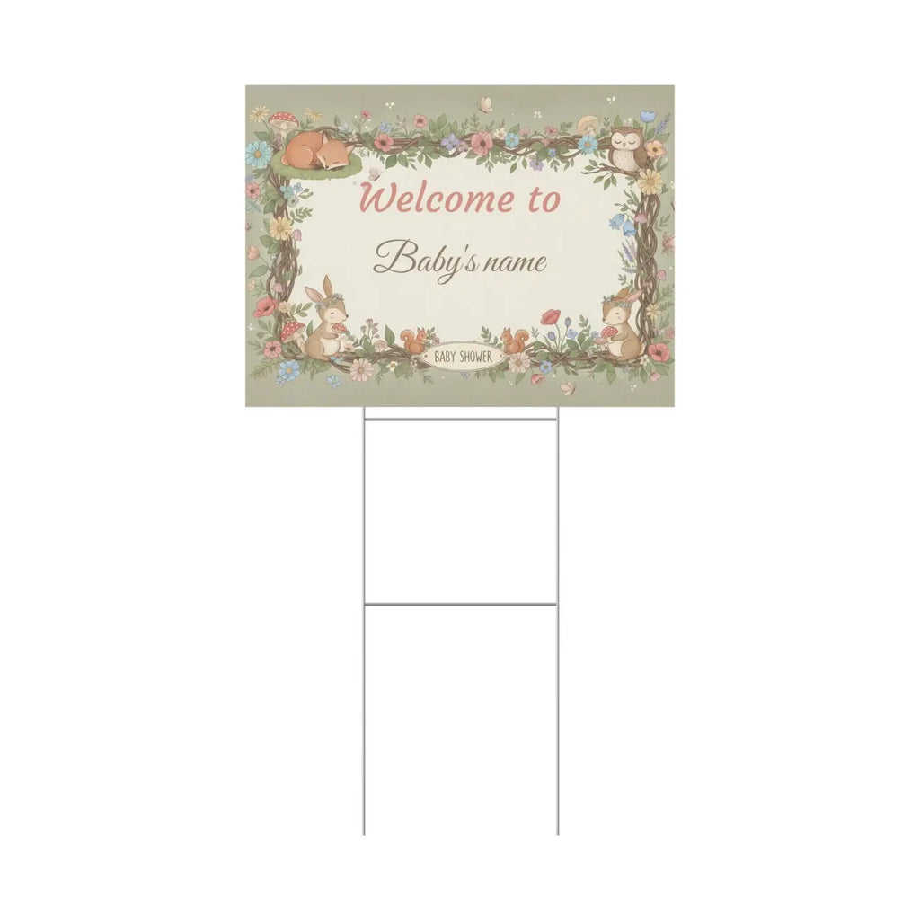 Woodland Animals Baby Shower Yard Sign - Forest Friends - DipaliZ