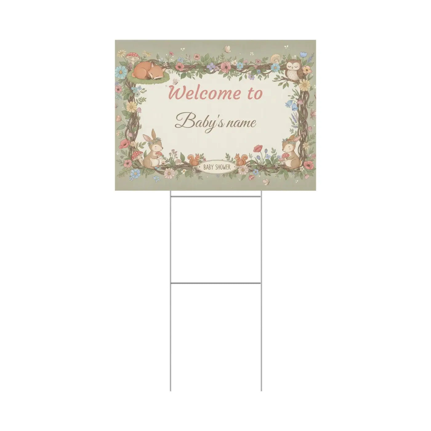Woodland Animals Baby Shower Yard Sign - Forest Friends - DipaliZ