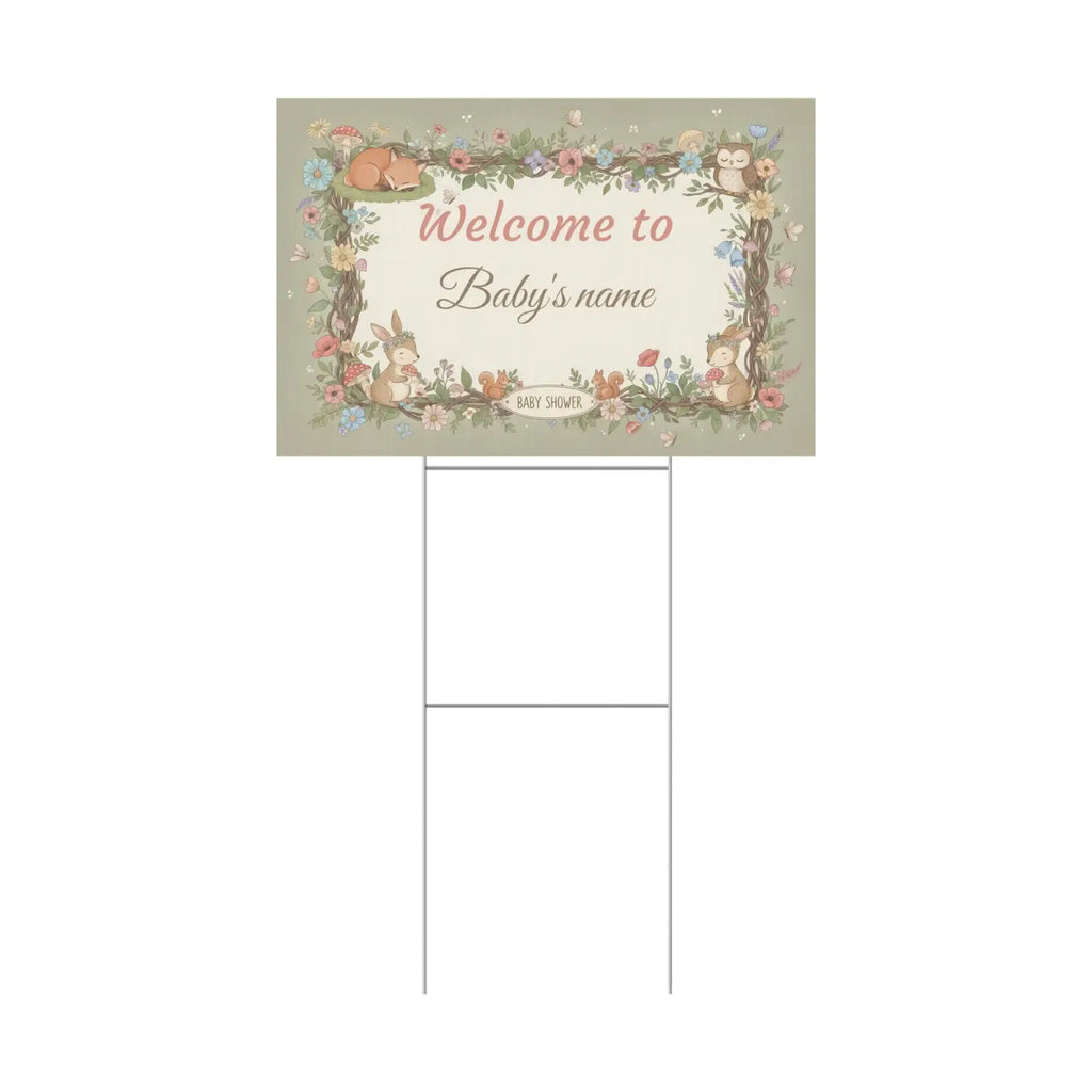 Woodland Animals Baby Shower Yard Sign - Forest Friends - DipaliZ