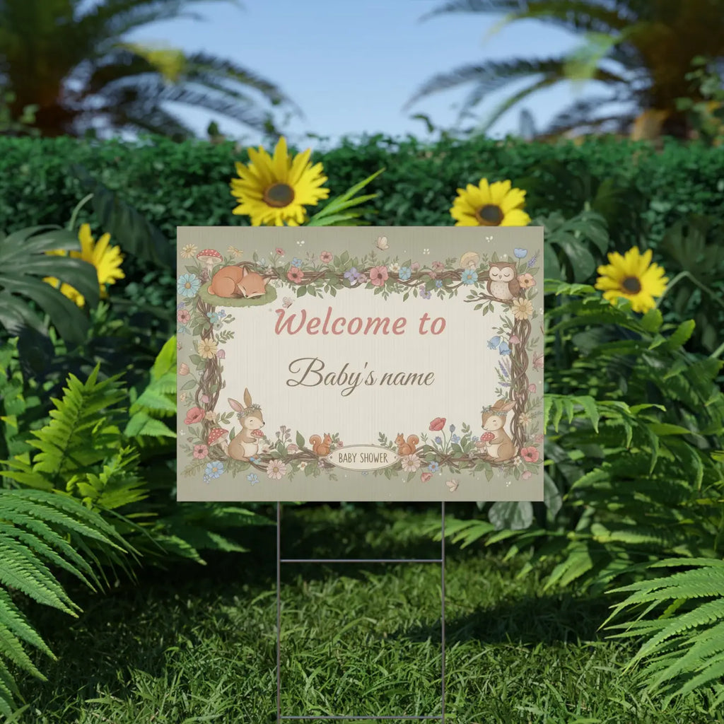 Woodland Animals Baby Shower Yard Sign - Forest Friends - DipaliZ