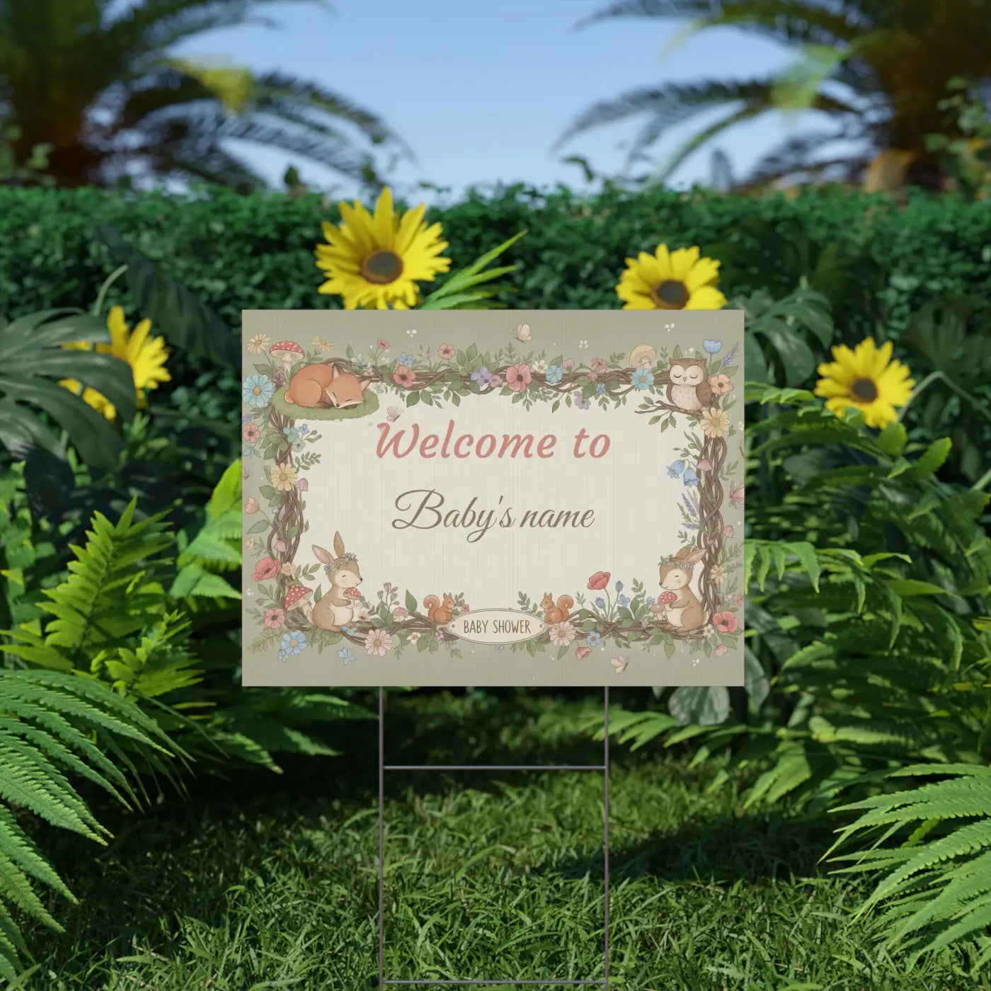 Woodland Animals Baby Shower Yard Sign - Forest Friends - DipaliZ