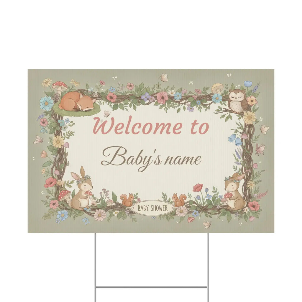 Woodland Animals Baby Shower Yard Sign - Forest Friends - DipaliZ