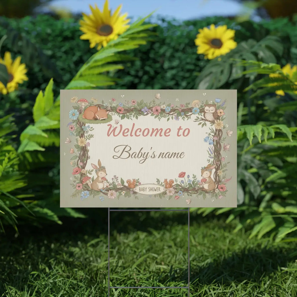Woodland Animals Baby Shower Yard Sign - Forest Friends - DipaliZ