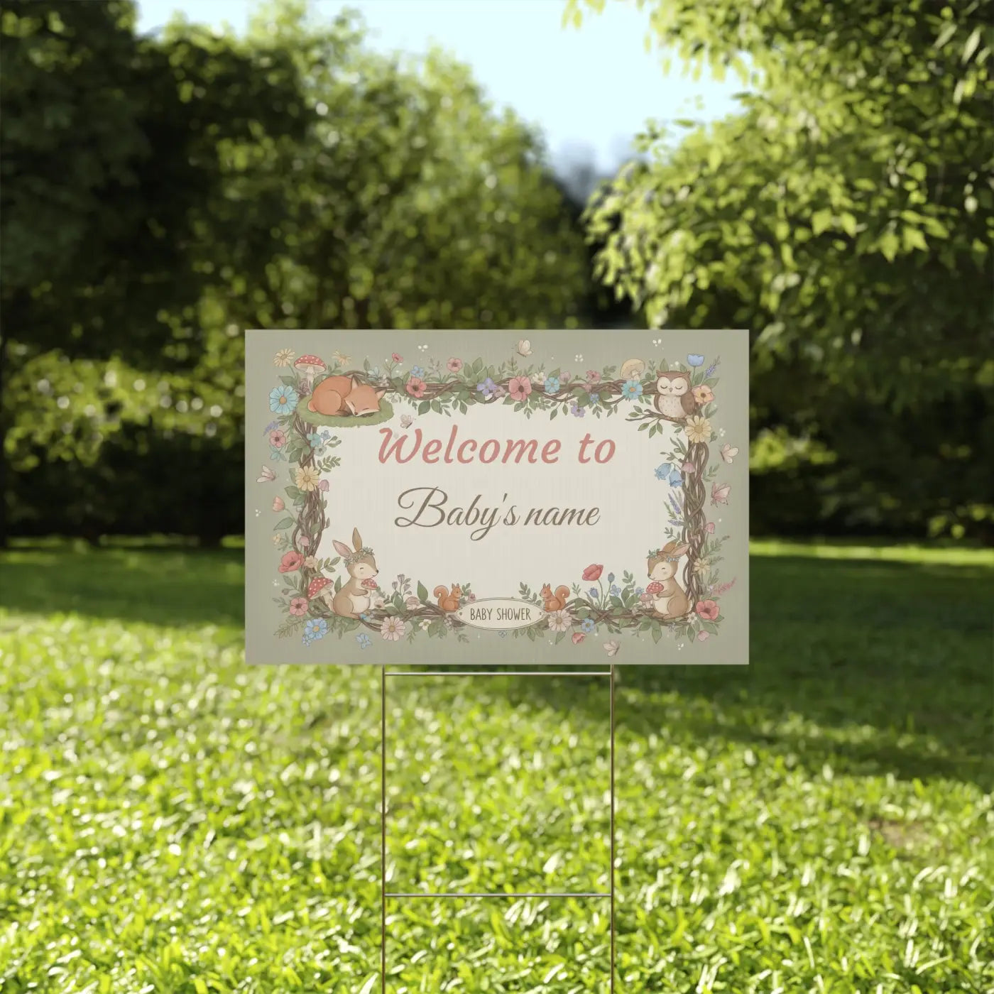 Woodland Animals Baby Shower Yard Sign - Forest Friends - DipaliZ
