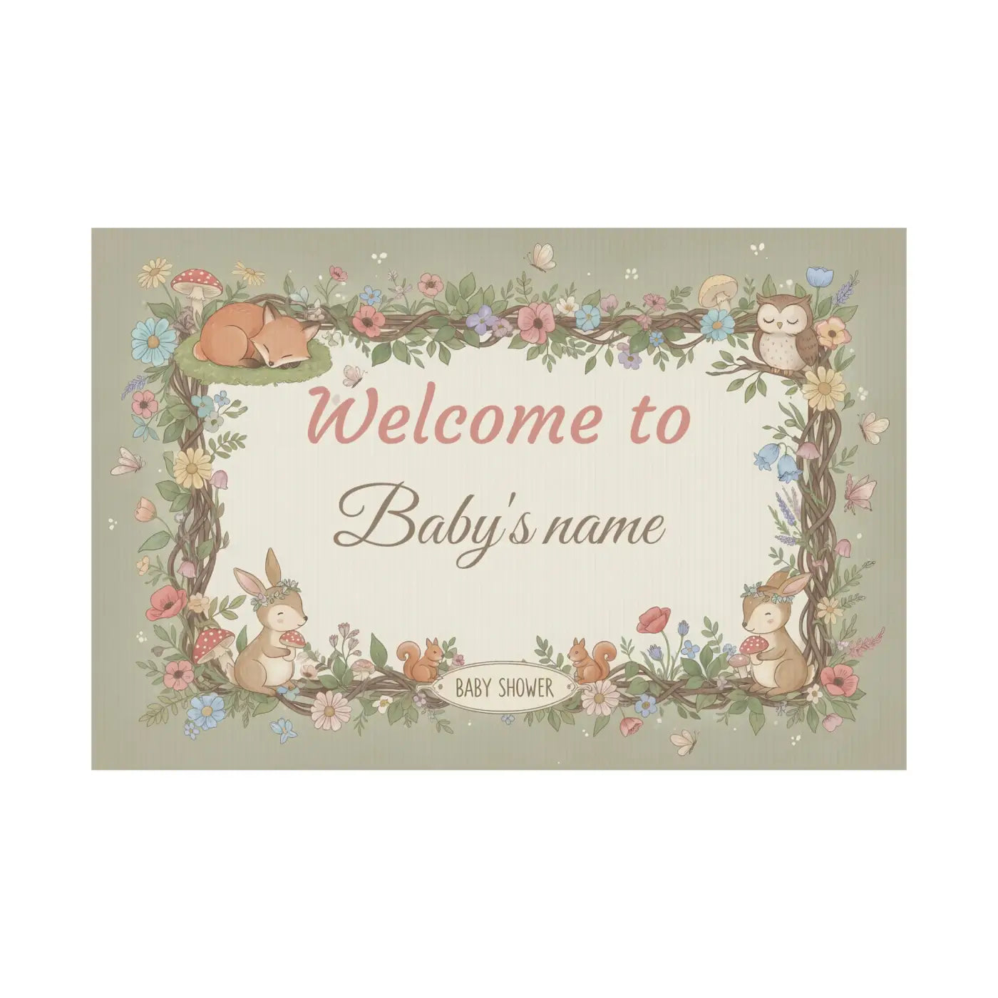 Woodland Animals Baby Shower Yard Sign - Forest Friends - DipaliZ