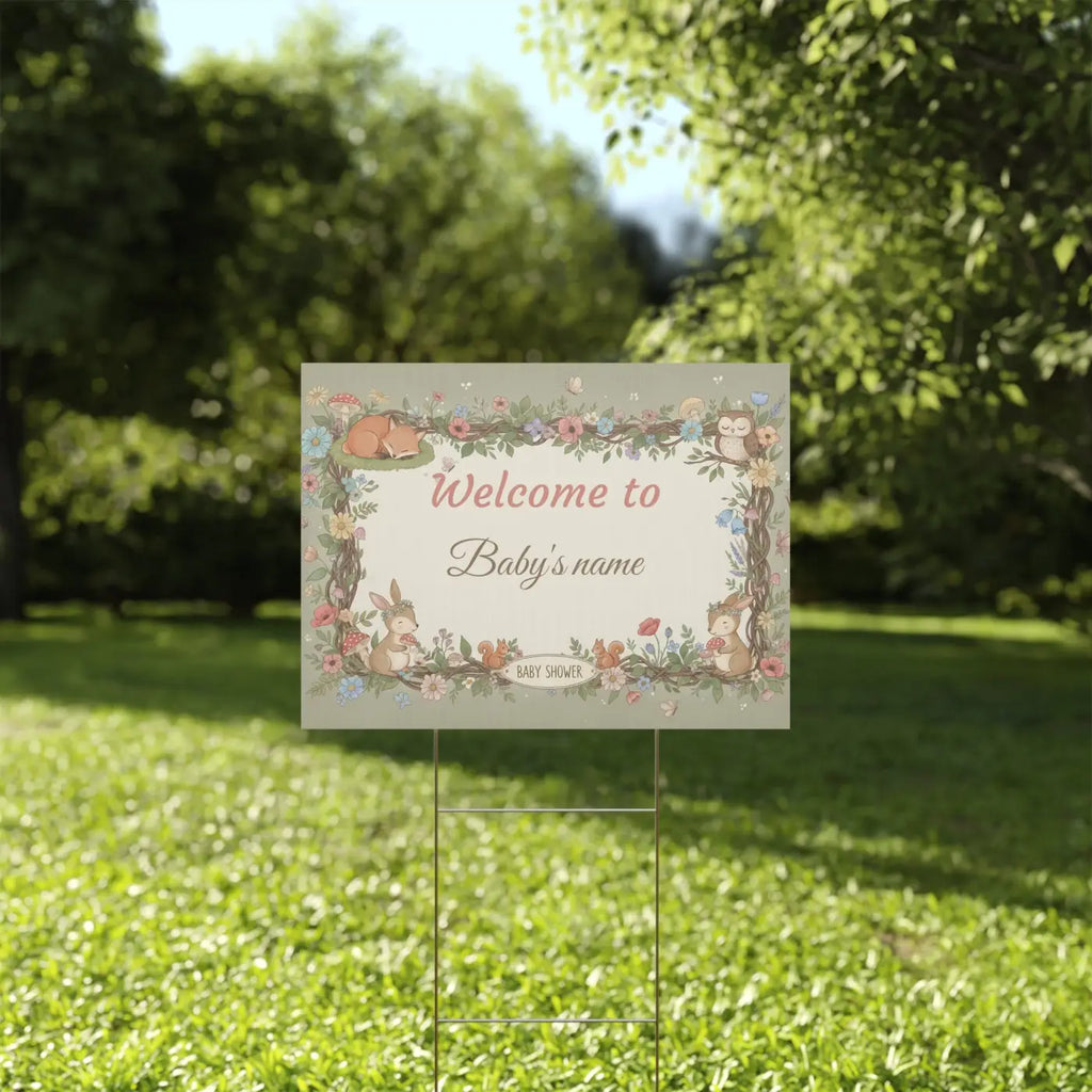 Woodland Animals Baby Shower Yard Sign - Forest Friends - DipaliZ