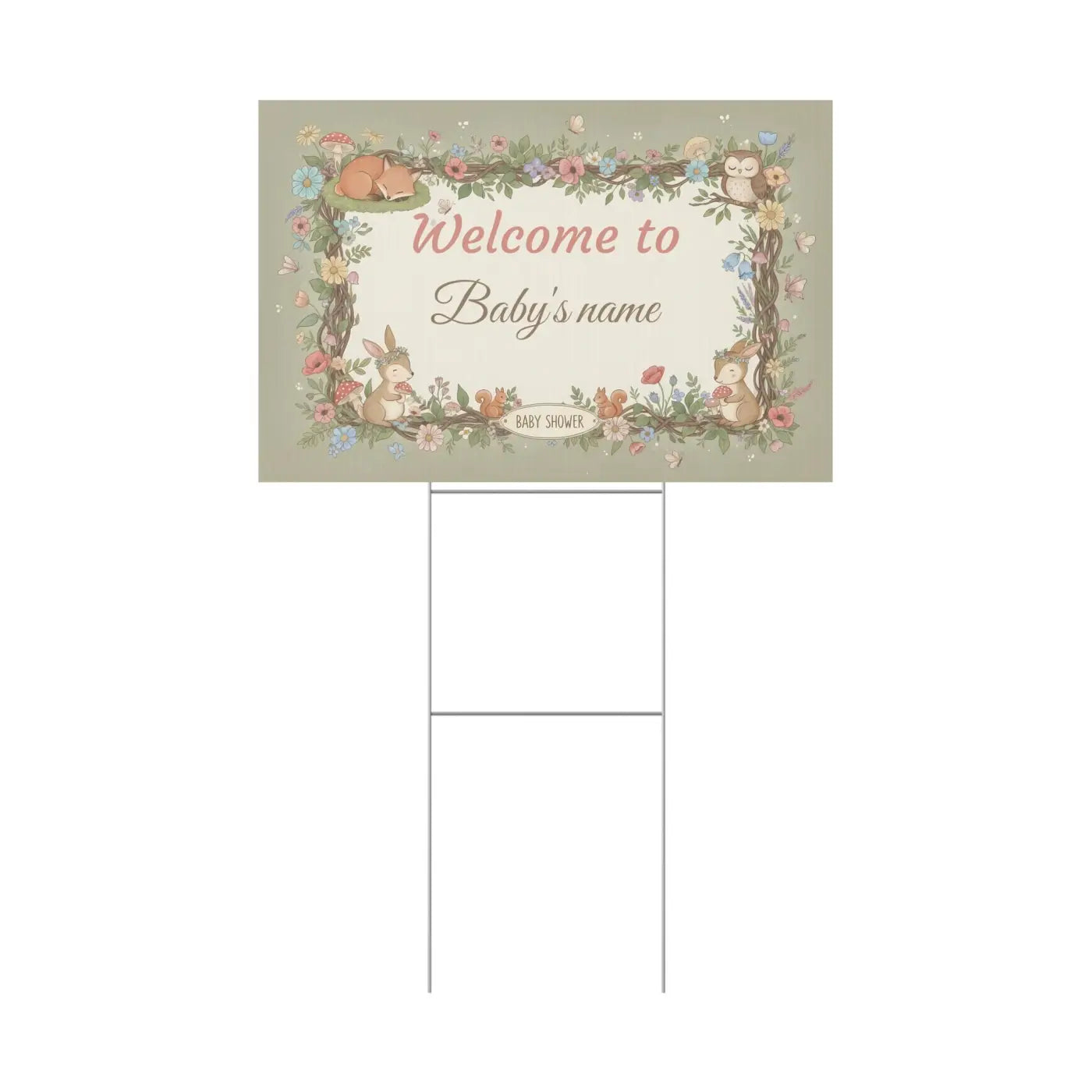 Woodland Animals Baby Shower Yard Sign - Forest Friends - DipaliZ