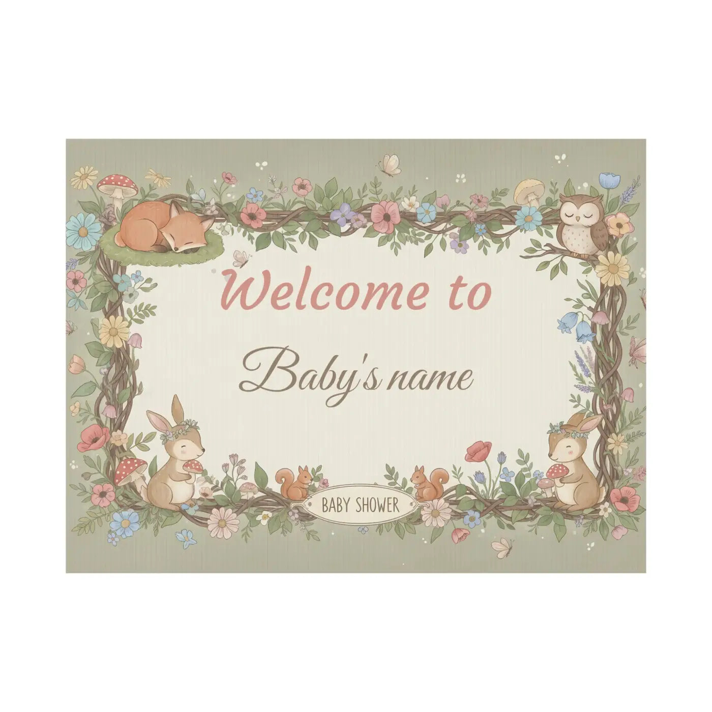 Woodland Animals Baby Shower Yard Sign - Forest Friends - DipaliZ