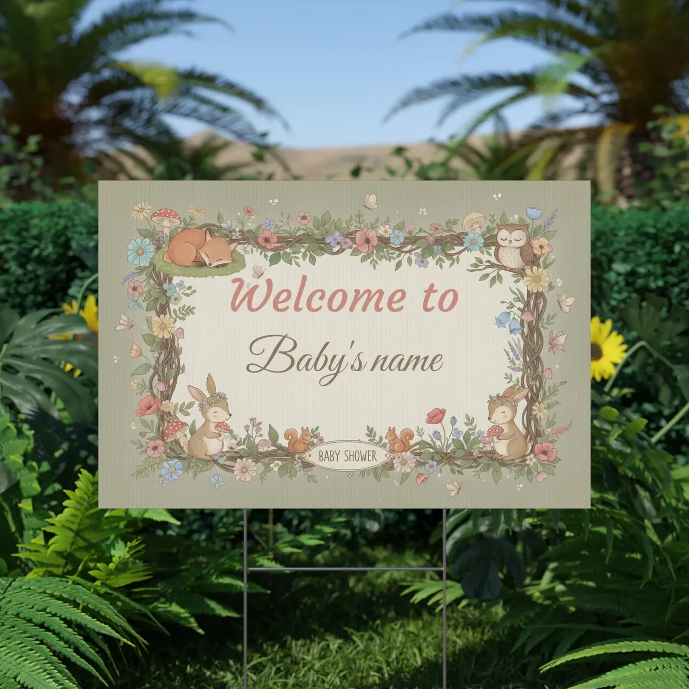 Woodland Animals Baby Shower Yard Sign - Forest Friends - DipaliZ