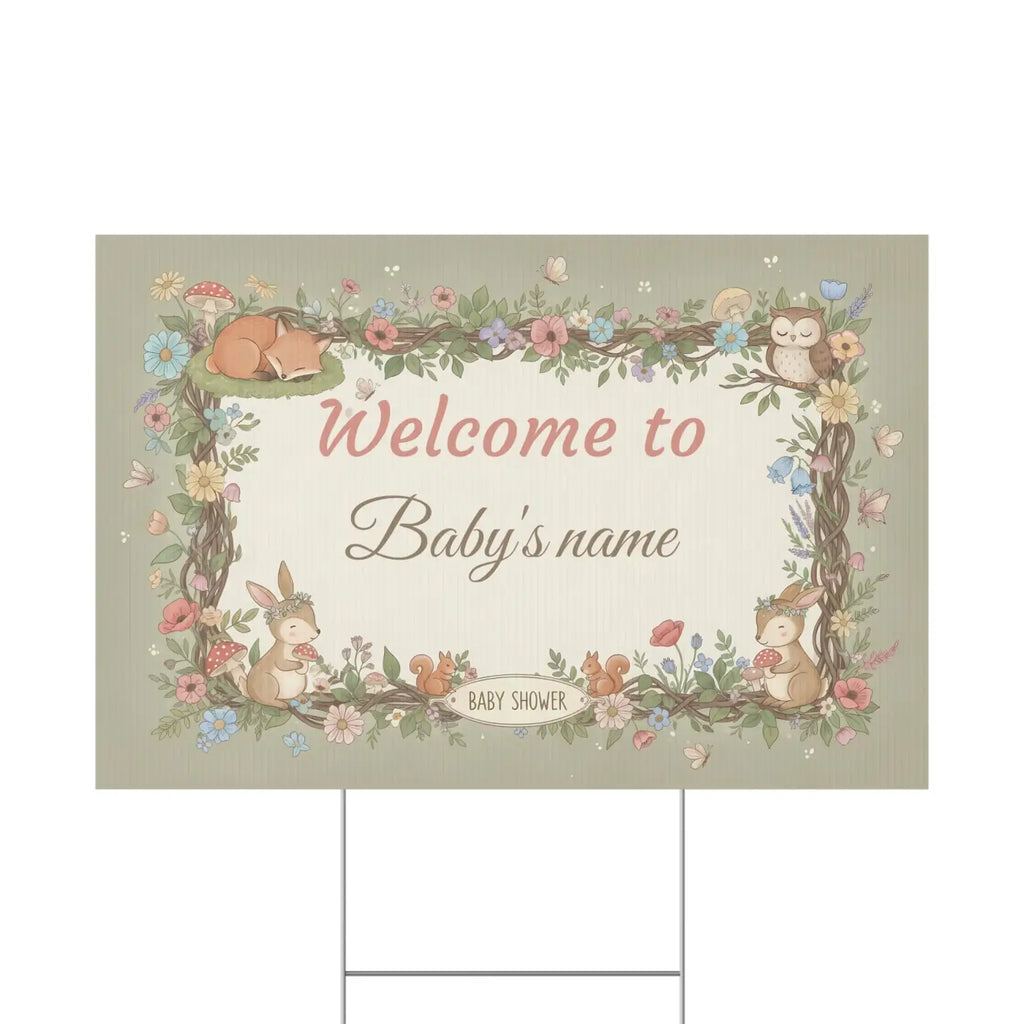 Woodland Animals Baby Shower Yard Sign - Forest Friends - DipaliZ