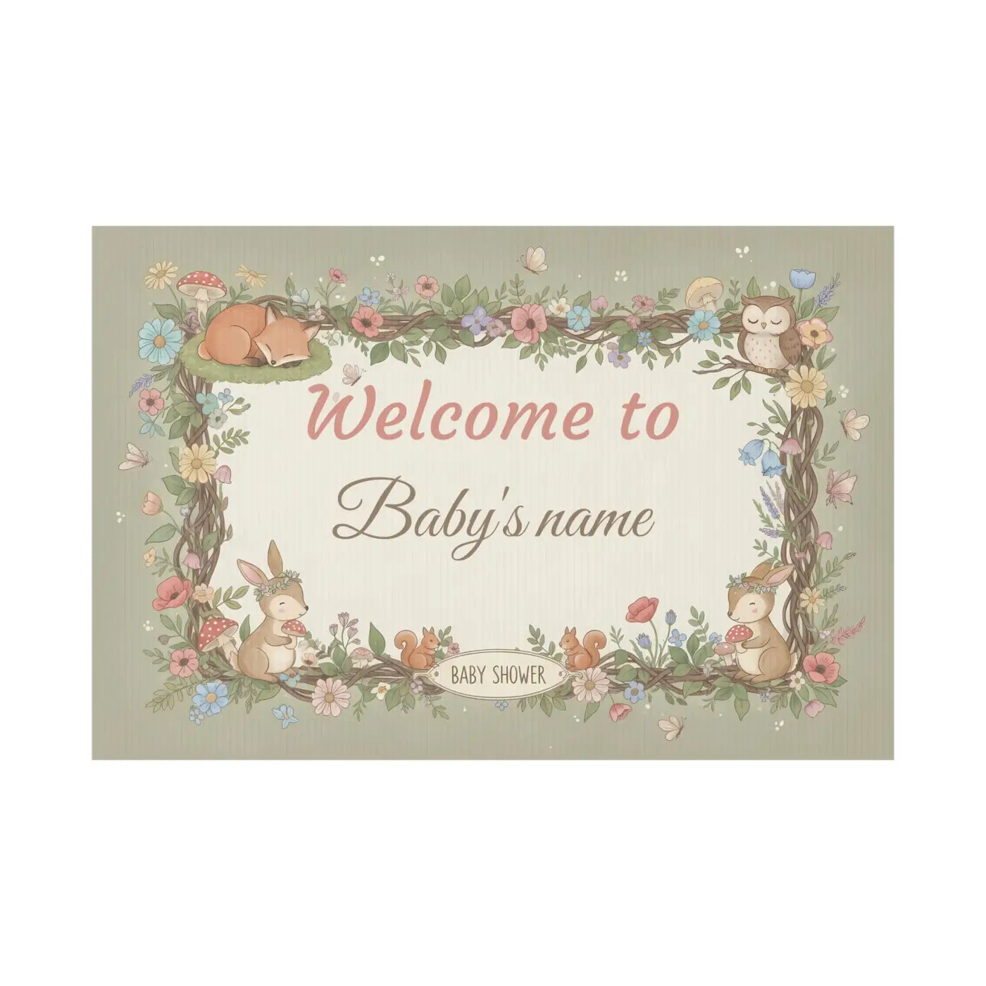 Woodland Animals Baby Shower Yard Sign - Forest Friends - DipaliZ