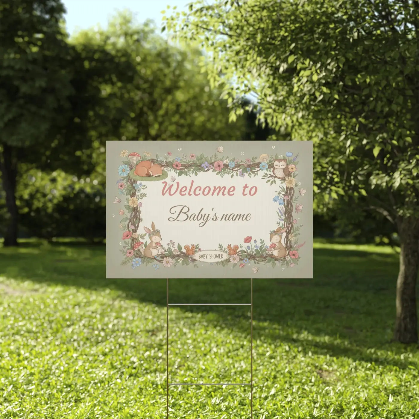 Woodland Animals Baby Shower Yard Sign - Forest Friends - DipaliZ