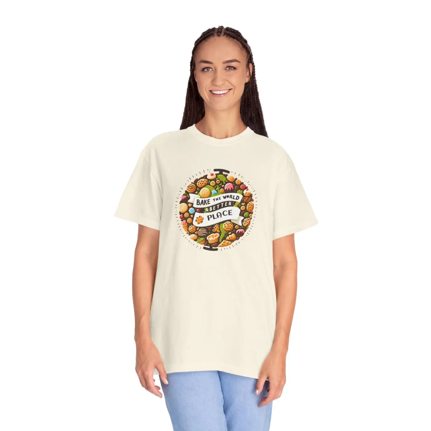 Unisex Garment-Dyed Tee - Bake the World Design - DipaliZ