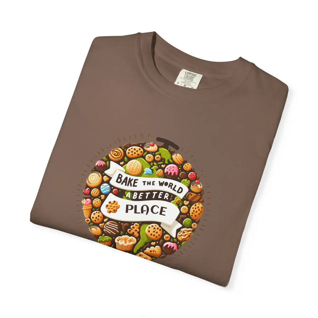Unisex Garment-Dyed Tee - Bake the World Design - DipaliZ